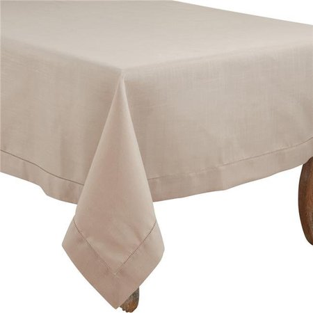 SARO LIFESTYLE SARO 6308.T84S 84 x 84 in. Rochester Collection Tablecloth with Hemstitched Border  Taupe 6308.T84S